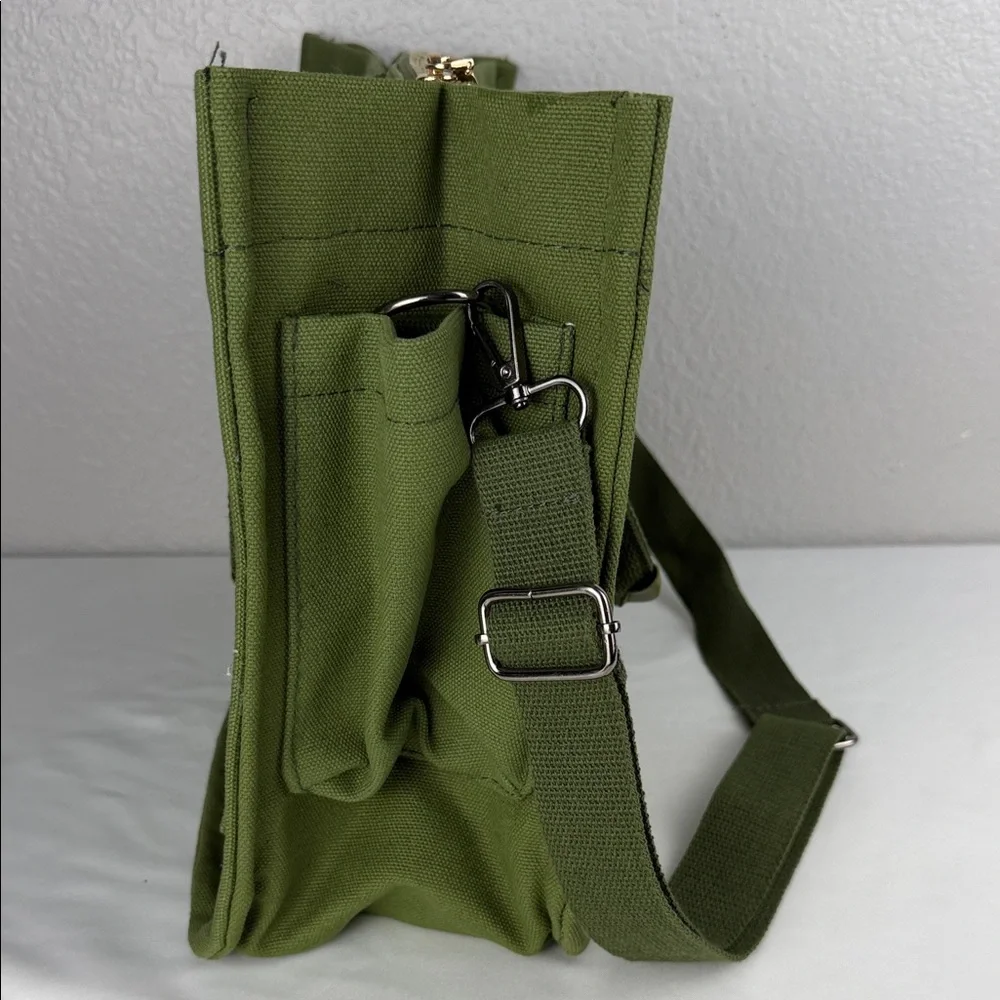 Canvas Tote Bag for Women Crossbody Work Bag Army Green - Picture 7 of 11